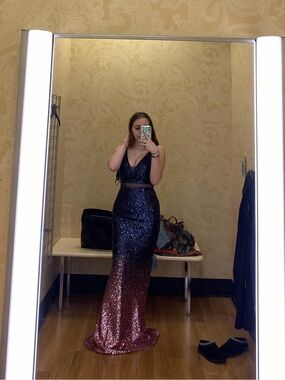 Sequin Ombre Evening Gown - Black to Rose Gold